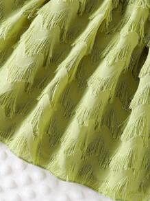 SHEIN 2 Pieces Set: Girls Embroidered Ruffle Blouse + Tulle Frill Hem Skirt - Green - View 8