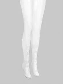 MOTF PREMIUM 松紧腰刺绣连裤袜 - 白色 - 查看 5