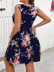 SHEIN LUNE Plus Size Sleeveless Sundress, Fashionable For Summer - Multicolor - View 2