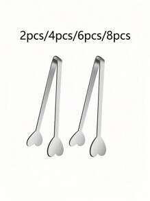 2pcs/4pcs/6pcs/8pcs Cute Heart-Shaped Mini Serving Tong, Heart Shaped Mini Tongs Fine Stainless Steel Tong Sugar Cube Tong, Perfect For Appetizers And Fruits, For Coffee Bar Tea Party Occasions