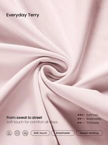 GLOWMODE 2.5" Everyday Terry Foldable High-Waist Drawstring Shorts Pocket Daily Casual Summer - Pink - View 5