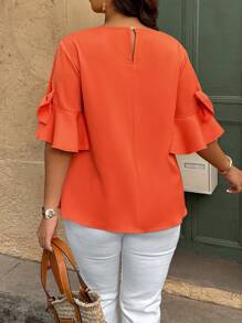 SHEIN Clasi 大码休闲纯色蝴蝶结装饰衬衫