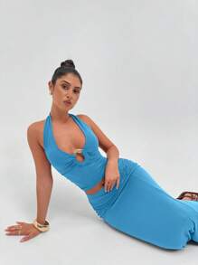 Aloruh Women Two Pieces Outfits For Daily Wear Honeymoon Outfits Woman - Blue - View 6