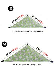 1pc Cartoon Printed Double-Sided Triangle Hammock For Cool Breathable Ice-Silk Squirrel Hanging Bed Pad, Suitable For Sugar Glider, Flying Squirrel, Hamster, Guinea Pig And Other Small Animals, All Seasons - Multicolor - View 4