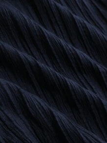 Sweetra Camisa sin mangas con cuello y frente abierto texturizada para mujer - Azul Marino - Ver 3