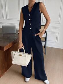 Siren Gaze 女士秋冬休闲通勤背心裤套装