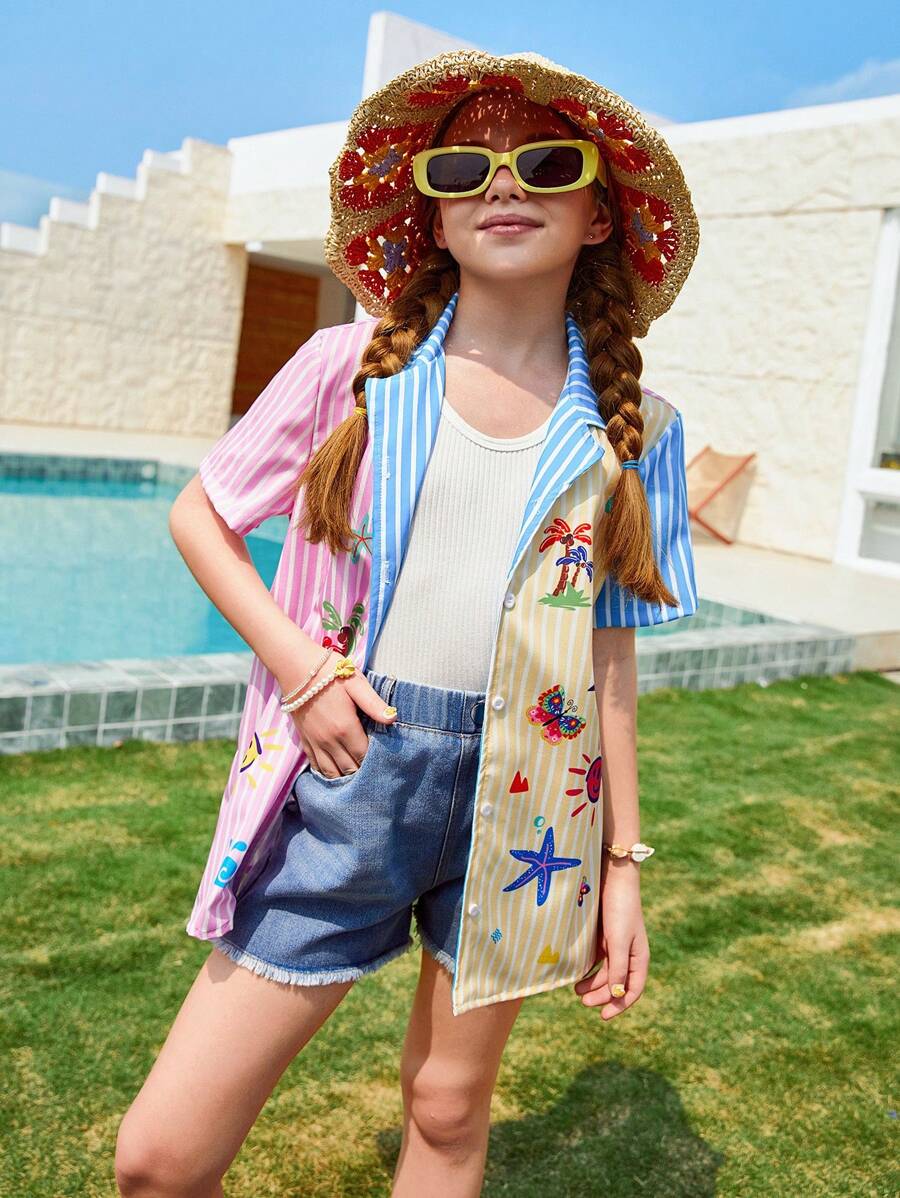 Tween Girls Summer Blousesholiday,Summer,Travel,Getaway - Multicolor - View 1