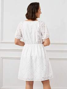 Miaspire Vestido corto de mujer para el verano, Vestidos de verano para mujeres, Vestidos blancos para mujeres, Vestidos elegantes blancos y clásicos para mujeres, Vestido blanco elegante y modesto para graduación - Blanco - Ver 2