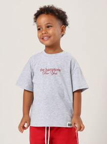 SUMWON طقم كامب الصيفي نيويورك للأطفال مكون من تي شيرت بأكمام قصيرة وشورت بخصر سحاب، ملابس رياضية كاجوال للشارع والعطلات على الشاطئ، طقم قطعتين للأولاد