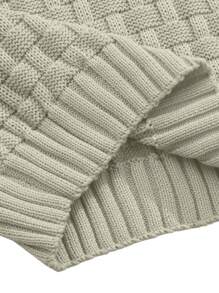 Chillumni Men's Casual Solid Color Textured Knit Collared Sweater - Khaki - View 4