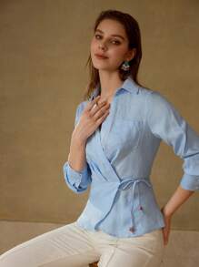 MOTF PREMIUM FOLD PLEATED KNOT BLOUSE