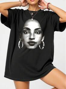 SHEIN Plus Size Crew Neck Short Sleeve T-Shirt, Fashionable For Summer