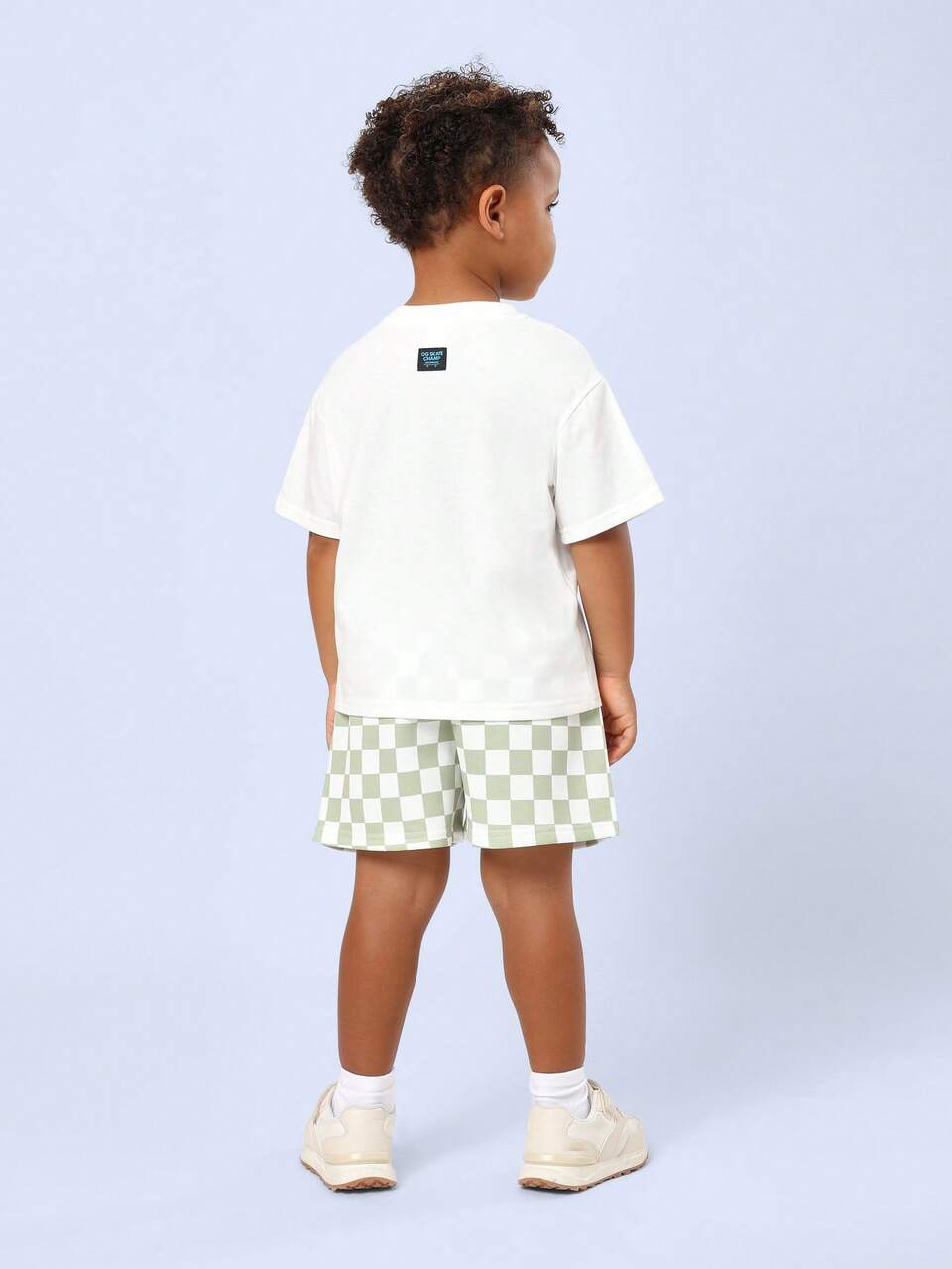 Boys Skull Logo Checkered Cotton Streetwear T-Shirt Co-Ords