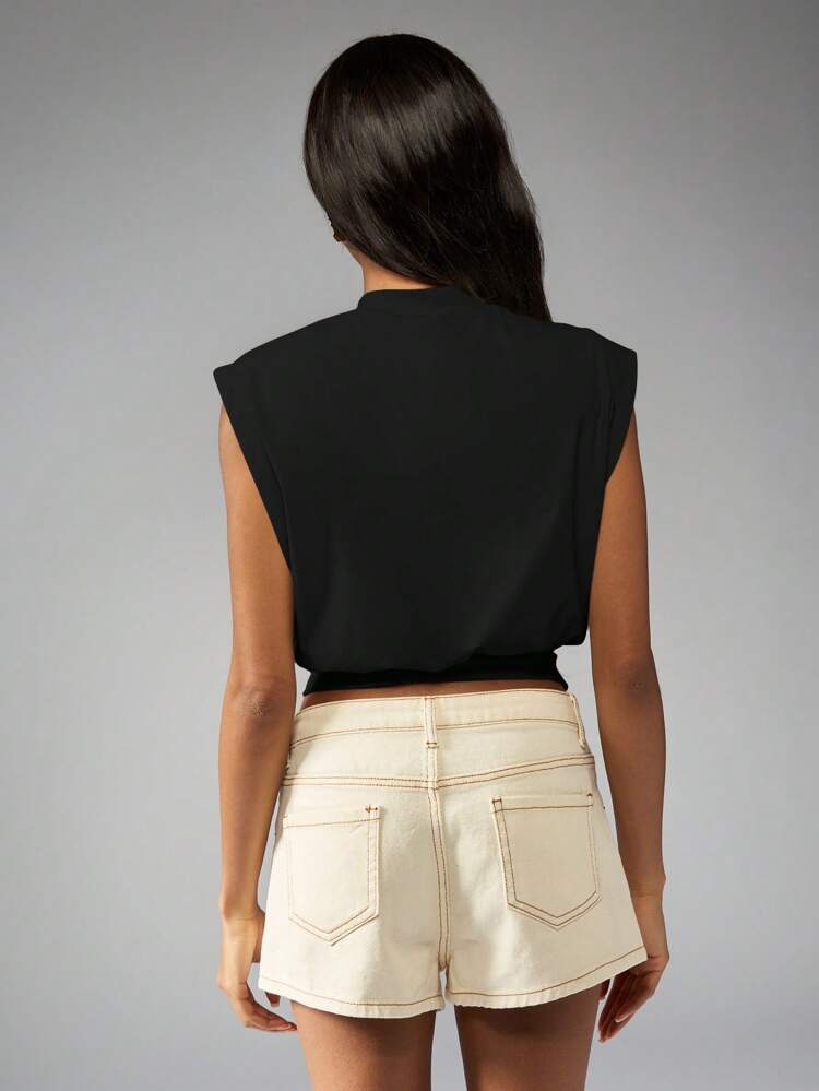 MISSGUIDED Ärmelloses Cropped Top mit Rundhalsausschnitt, Fitness-Trainings-Tank Top, figurbetont, Sommer, Taille eingezogen, Fitnessstudio, Laufen, Yoga, Athleisure, Basis, Lässig