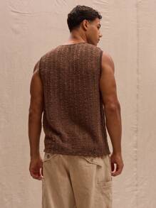 Musero Textured Loose Fit Tank Top Spring Summer Streetstyle Easter Vacation - Coffee Brown - View 3