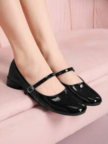 CUCCOO DOLLMOD نساء أحذية كاجوال فستانية كعب عالي من نوع مريم جين برؤوس مستديرة بإلهام الطراز القديم، من اجل الربيع - الأسود - مشاهدة 3