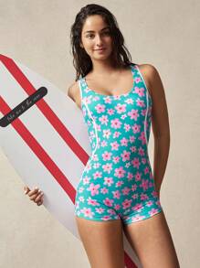 VARSITIE Costume intero da bagno da donna con stampa floreale, adatto per l'estate e le vacanze in spiaggia