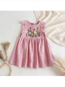 Cozy Pixies Salopetă camisol cu imprimeu floral și plante pentru bebeluși, casual și versatilă - Roz - Vizualizare 9