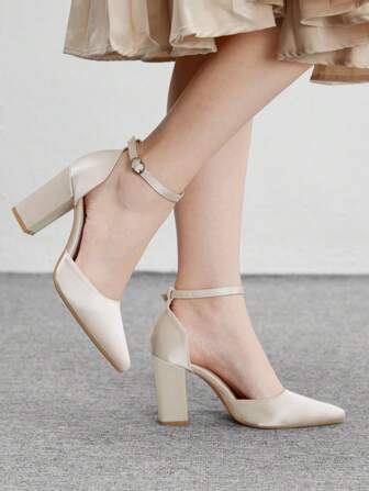 CUCCOO BIZCHIC CCUCCOO Women Champagne Color Block Heel Wedding Pumps