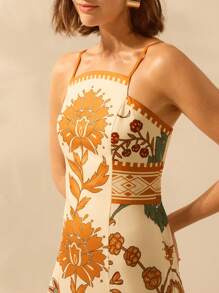 CAJUNI Đầm Maxi xẻ tà họa tiết hoa và vẹt phong cách Boho nhiệt đới, ngày lễ, thường ngày, mùa hè cổ điển dành cho nữ - Nhiều màu - Xem 7