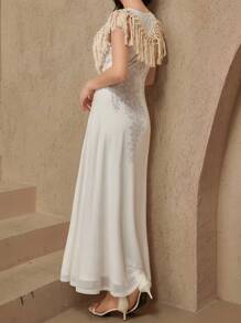 DAZY Abito elegante da donna con stampa floreale sfumata e frange, leggero e grazioso, outfit estivo per donna