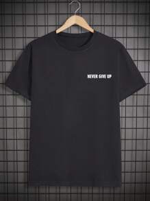 RueChic 2 pièces Hommes T-shirts réguliers en coton avec impression de lettre