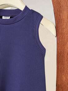 Souflis Souflis Vestido de verano azul marino para niñas bebé, lindo, de cumpleaños, cuello alto, sin mangas, patchwork asimétrico, elegante, dulce, de moda, cómodo, para uso diario - Multicolor - Ver 5
