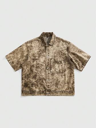 Street Life Herren Jeanshemd mit Boxy Passform und Waschung, Kurzarm