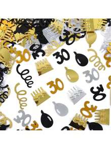 1 bolsa/2 bolsas de Confeti de números en negro y dorado para decoración de fiesta de cumpleaños feliz 18/30/40/50/60, decoración de escritorio, confeti de papel multicolor, Navidad (1 bolsa/15g, 2 bolsas/30g)