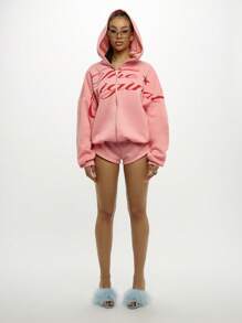 SUMWON WOMEN 超大拉链连帽衫冬季家居服原创系列休闲运动休闲街头服饰基本款运动衫羊毛运动服秋季时尚