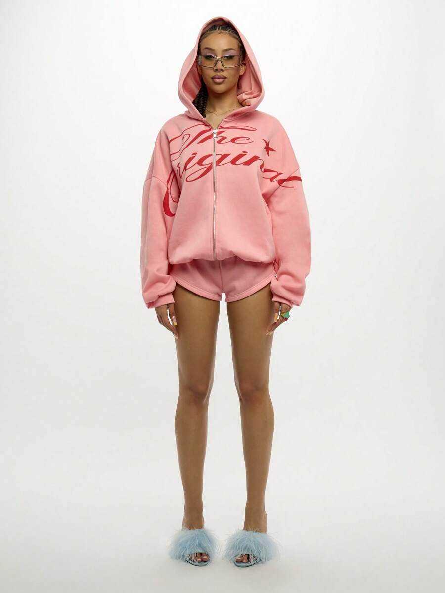 SUMWON WOMEN 超大拉链连帽衫冬季家居服原创系列休闲运动休闲街头服饰基本款运动衫羊毛运动服秋季时尚