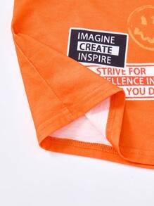 SHEIN 2pcs Kids/Tween Boys' Casual Versatile Comfortable Printed Pattern Round Neck Loose Fit T-Shirt And Shorts Knit Set, Suitable For Commuting, School, Daily Casual, Vacation, Sports, Spring/Summer - Multicolor - View 7