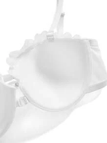 Front Closure Balconette 1/2 Cup Underwired Push-Up Floral Lace Racerback Crisscross Sheer Women Lingerie Bra, White - White - View 8