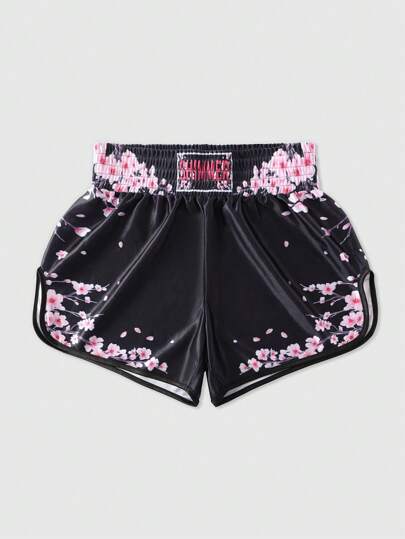 Anime شورتات رياضية للرجال مزخرفة بالأزهار والكرز الياباني (السكورا)، صيفية