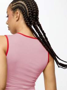 SUMWON WOMEN 4th Of July America's Sweetheart Y2K Crop Tank Athletic Cotton Jersey Tank Top Retro Aesthetic Urban Streetwear Gym Workout Teen Fashion Summer Spring - Baby Pink - View 7