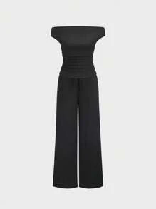 Sweetra Women Two Pieces Outfits For Daily Wear - Black - View 3