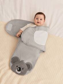Cozy Pixies 1pc Soft & Skin-Friendly Gray Koala Embroidered Single Layer Baby Swaddle - Light Grey - View 5