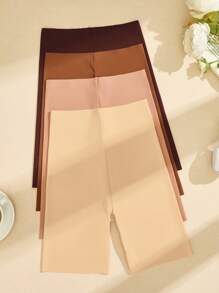 4pcs Set Women Solid Color Seamless High Waist Casual Briefs - Multicolor - View 8