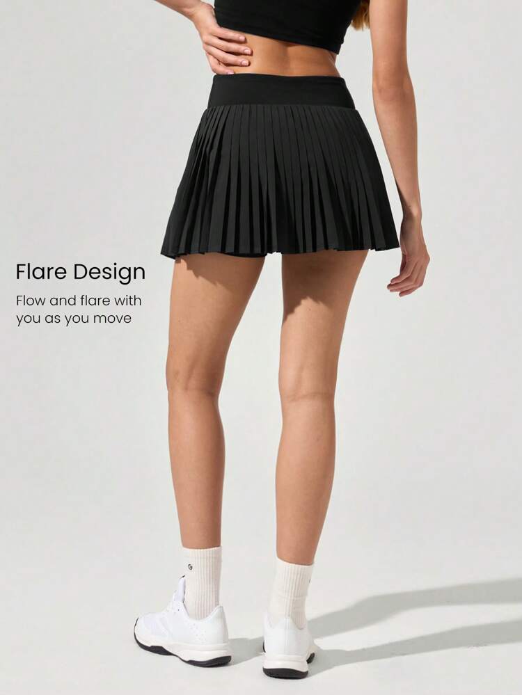 FeatherFit™-Air Pleated Asymmetrical Pocket Anti-Slip Skirt With Built-In Shorts Light Support Low Impact Tennis Golf Quick Dry Moisture Wicking