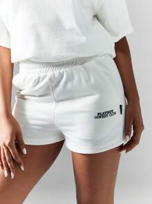 Missguided x Playboy Graphic Print Wide Leg Sweat Shorts