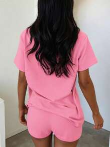INAWLY Women Two Pieces Outfits For Daily Wear - Pink - View 4