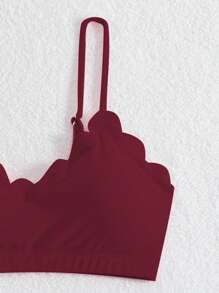 SHEIN Swim 3pcs Separate Floral Swimsuit For Summer Beach Vacation - Burgundy - View 5