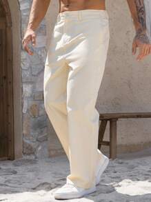 DAZY 春季男士纯卡其色牛仔裤 - 卡其色 - 查看 8