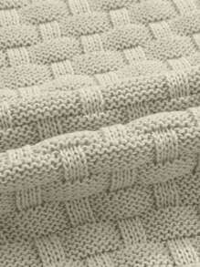 Chillumni Men's Casual Solid Color Textured Knit Collared Sweater - Khaki - View 3