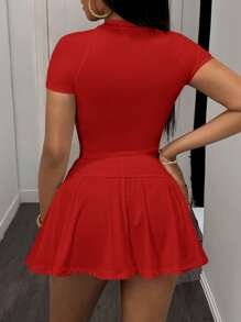 Slaydiva Women Two Pieces Outfits For Daily Wear - Red - View 2