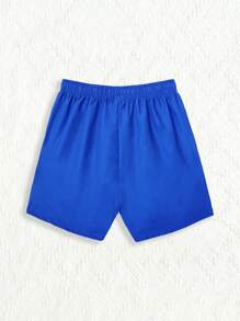SHEIN Quần short đi biển cạp chun co giãn in hình trò chơi thời trang cho bé trai, quần bơi thường ngày - Màu xanh lam - Xem 2
