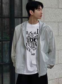 DAZY Summer Men's Abstract Letter Print White T-Shirt - White - View 4