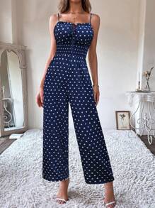 VaVaBold 女士休闲波尔卡圆点印花前系带连体裤，夏季 - 彩色 - 查看 6