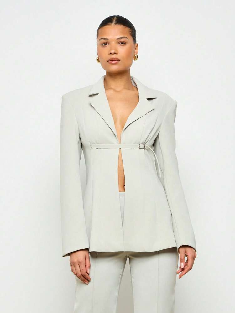 Fitted Blazer With Dainty Buckle Detail