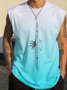 Manfinity RSRT Men's Gradient Graphic Print Crew Neck Casual Tank Top - Multicolor - View 1